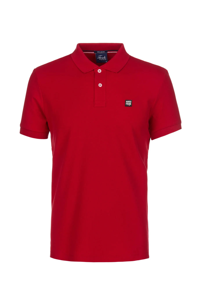 Marco Frank - Louise: Polo Avec Écusson Logo en Silicone - Rouge