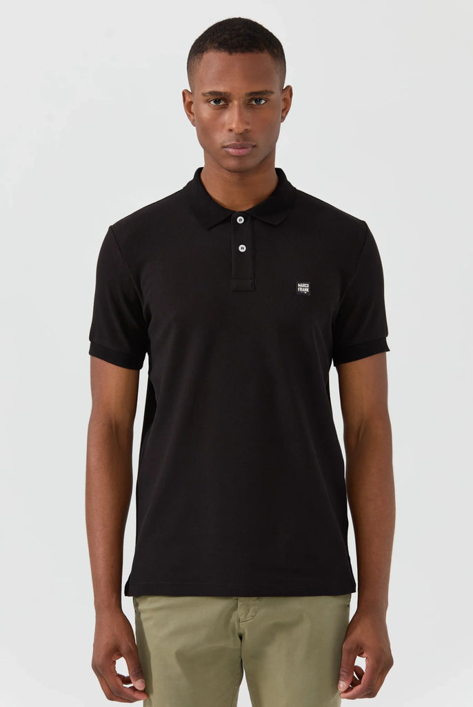 Marco Frank - Louise: Polo Avec Écusson Logo en Silicone - Noir