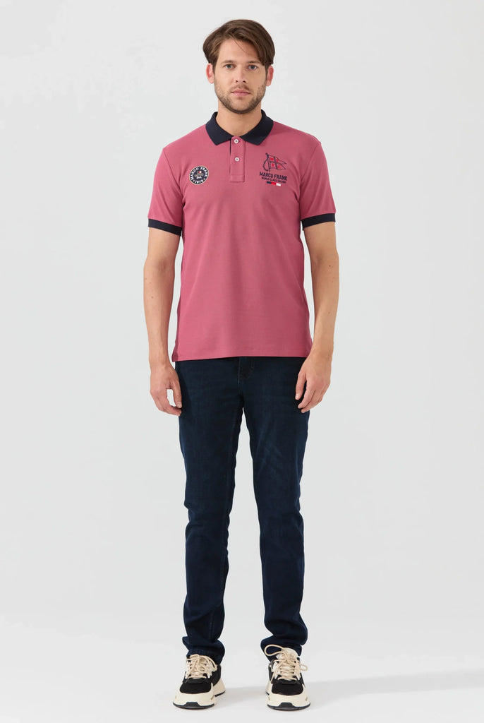 Marco Frank - Lucien: Polo Broderie À Motif Nautique - Rose