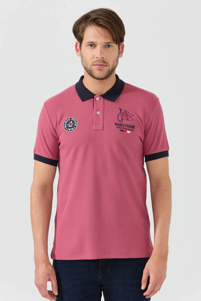 Marco Frank - Lucien: Polo Broderie À Motif Nautique - Rose