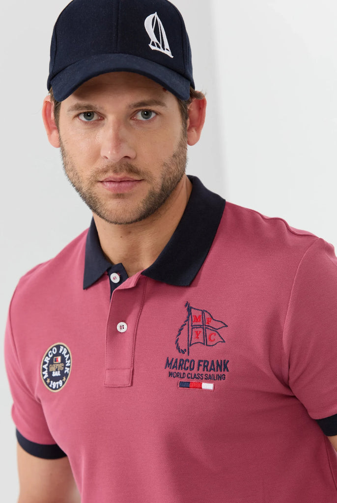 Marco Frank - Lucien: Polo Broderie À Motif Nautique - Rose