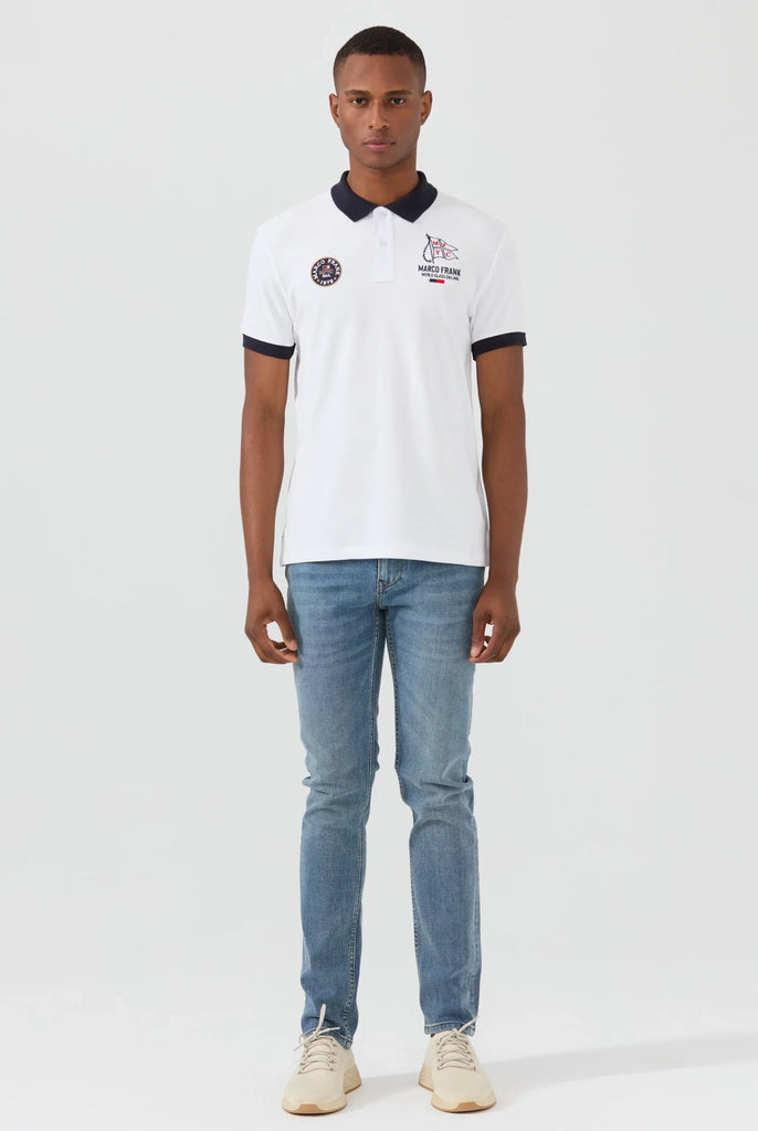 Marco Frank - Lucien: Polo Broderie À Motif Nautique - White