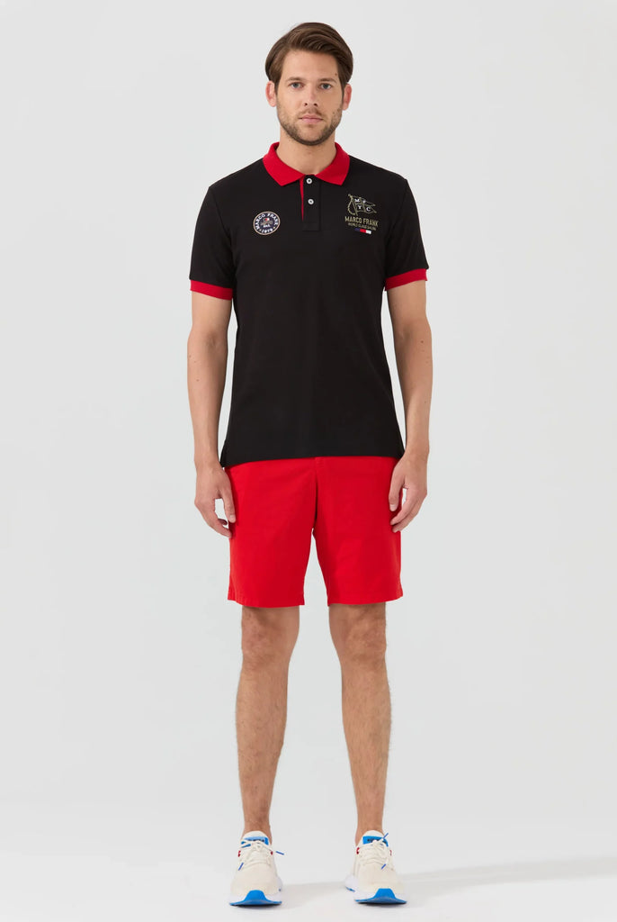 Marco Frank - Lucien: Polo Broderie À Motif Nautique - Black