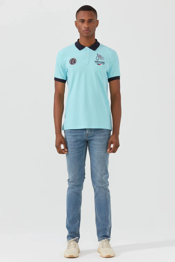 Marco Frank - Lucien: Polo Broderie À Motif Nautique - Bleu
