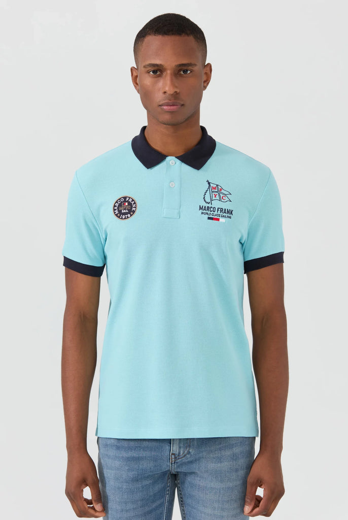 Marco Frank - Lucien: Polo Broderie À Motif Nautique - Bleu