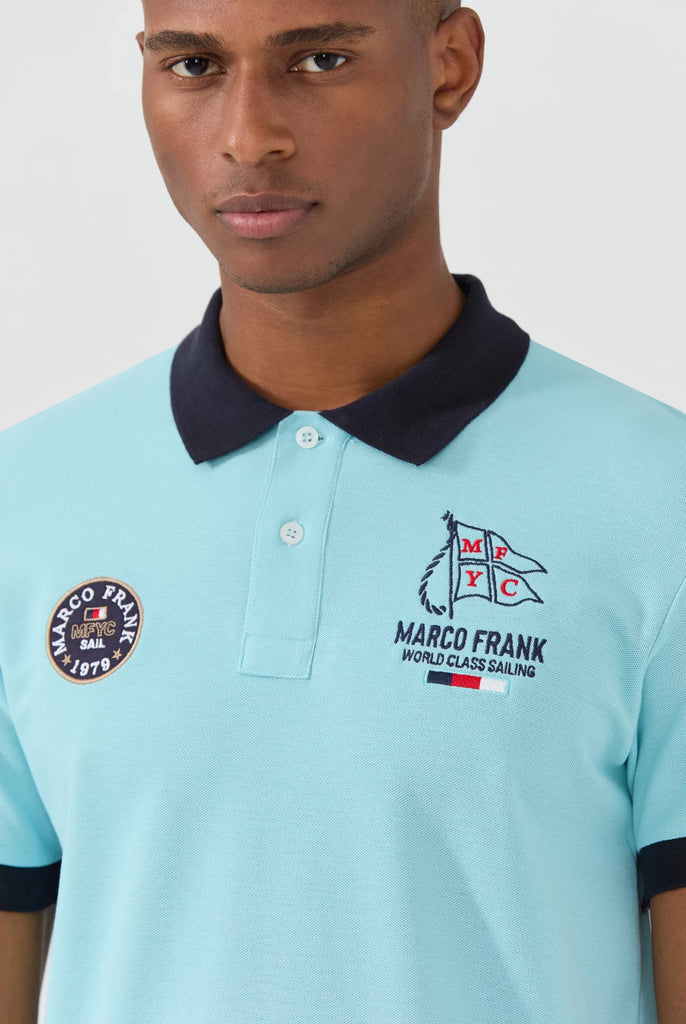 Marco Frank - Lucien: Polo Broderie À Motif Nautique - Bleu