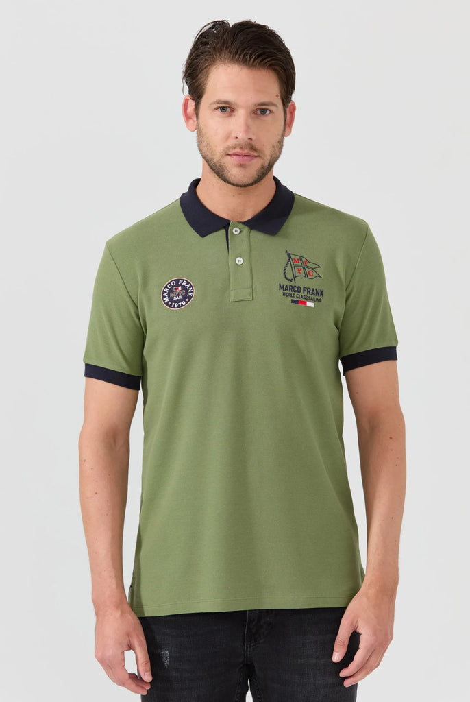 Marco Frank - Lucien: Polo Broderie À Motif Nautique - Kaki