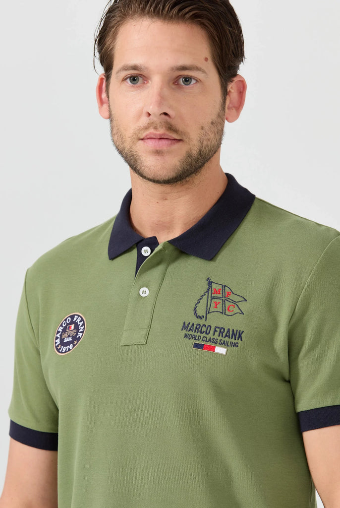 Marco Frank - Lucien: Polo Broderie À Motif Nautique - Kaki