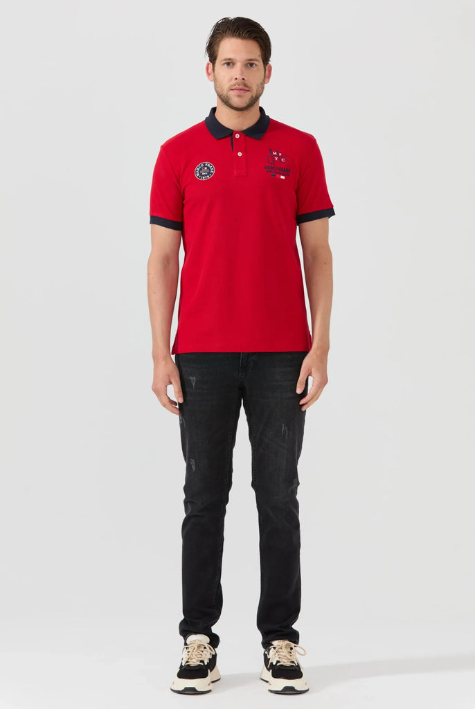 Marco Frank - Lucien: Polo Broderie À Motif Nautique - Rouge