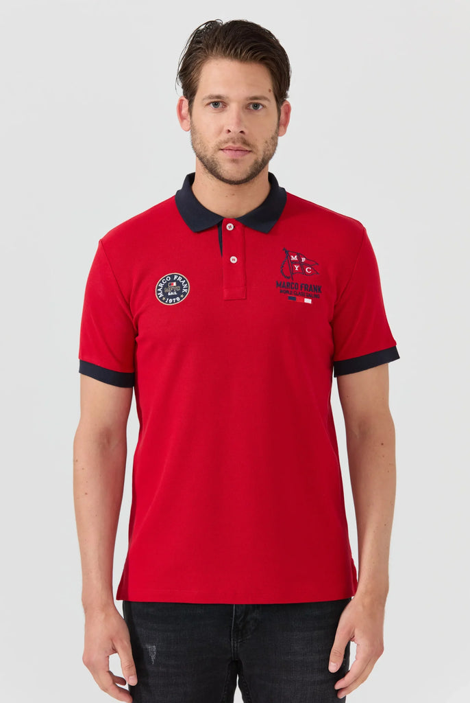 Marco Frank - Lucien: Polo Broderie À Motif Nautique - Rouge