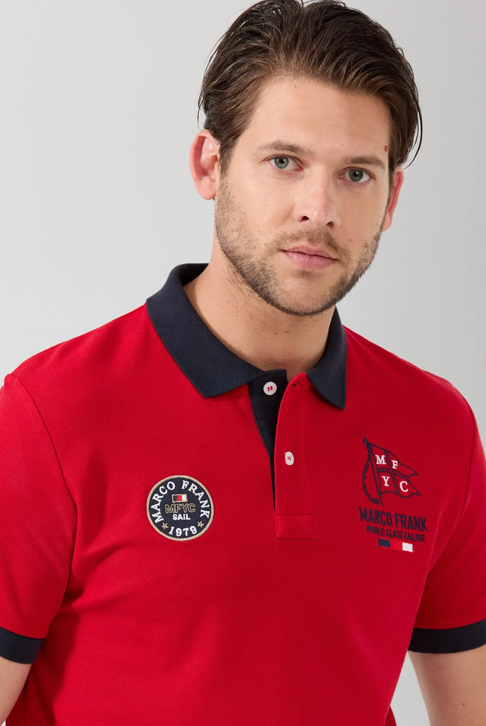 Marco Frank - Lucien: Polo Broderie À Motif Nautique - Rouge