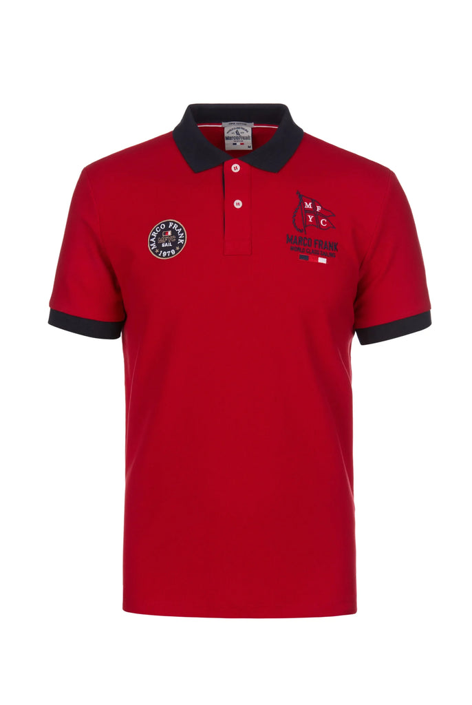 Marco Frank - Lucien: Polo Broderie À Motif Nautique - Rouge