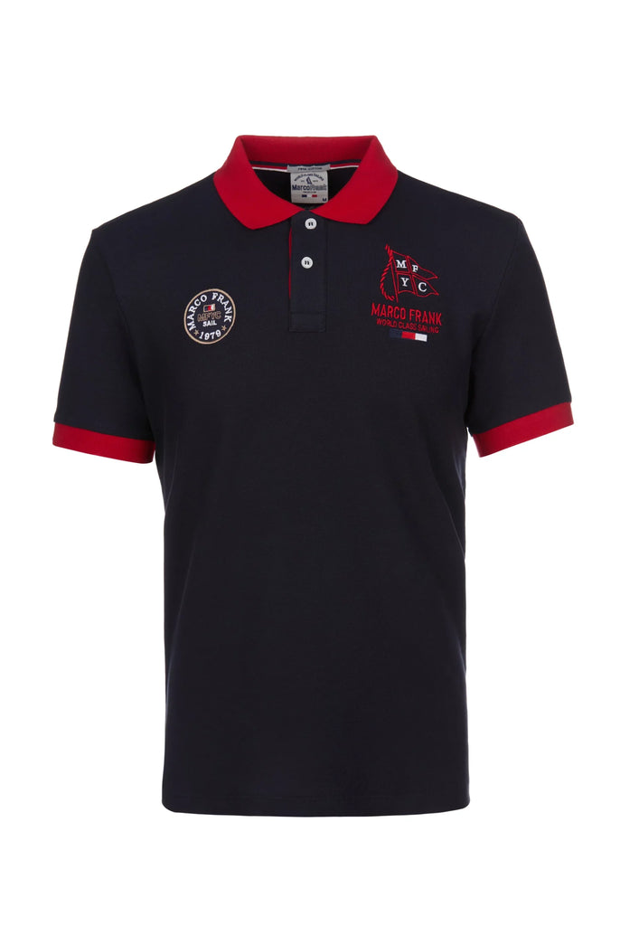 Marco Frank - Lucien: Polo Broderie À Motif Nautique - Bleu