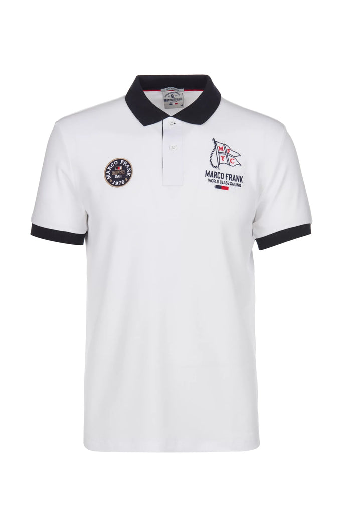 Marco Frank - Lucien: Polo Broderie À Motif Nautique - White