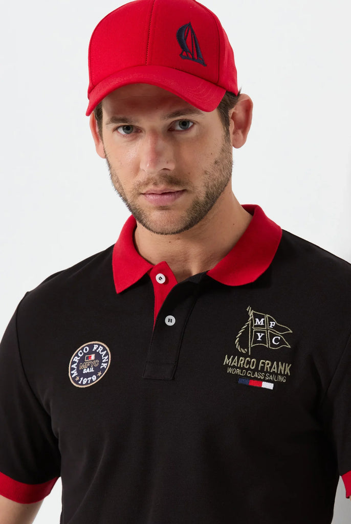 Marco Frank - Lucien: Polo Broderie À Motif Nautique - Black