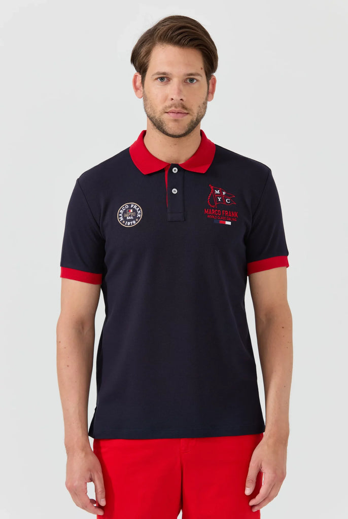 Marco Frank - Lucien: Polo Broderie À Motif Nautique - Bleu