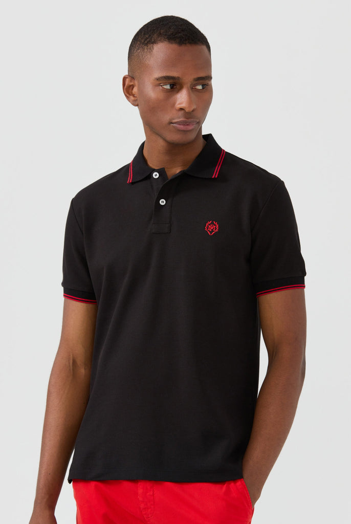 Nouvel: Polo Avec Contrasté Brodé Logo MF - Marco Frank