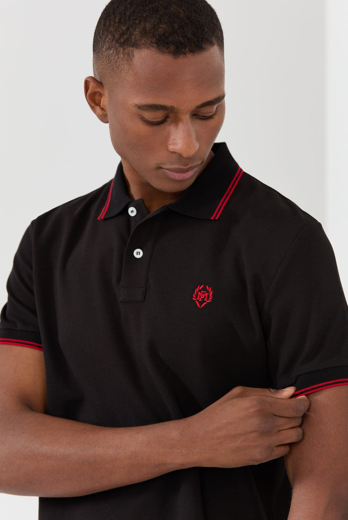 Nouvel: Polo Avec Contrasté Brodé Logo MF - Marco Frank