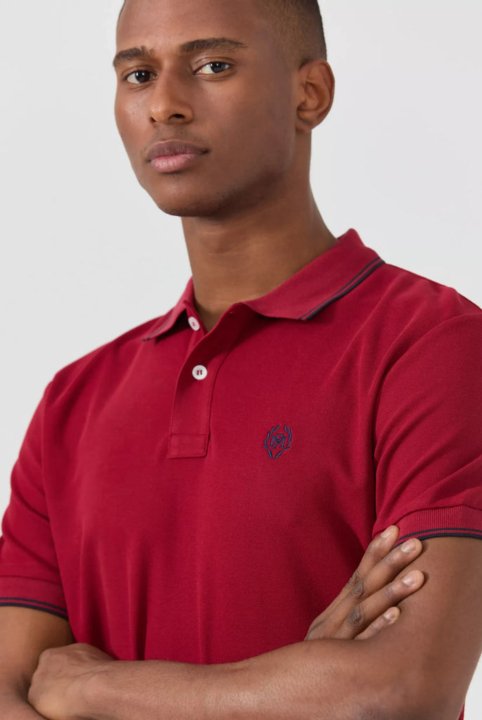 Nouvel: Polo Avec Contrasté Brodé Logo MF - Marco Frank