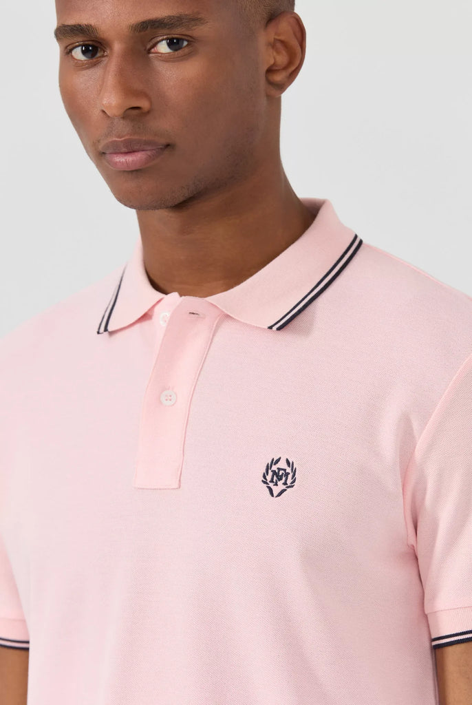 Nouvel: Polo Avec Contrasté Brodé Logo MF - Marco Frank