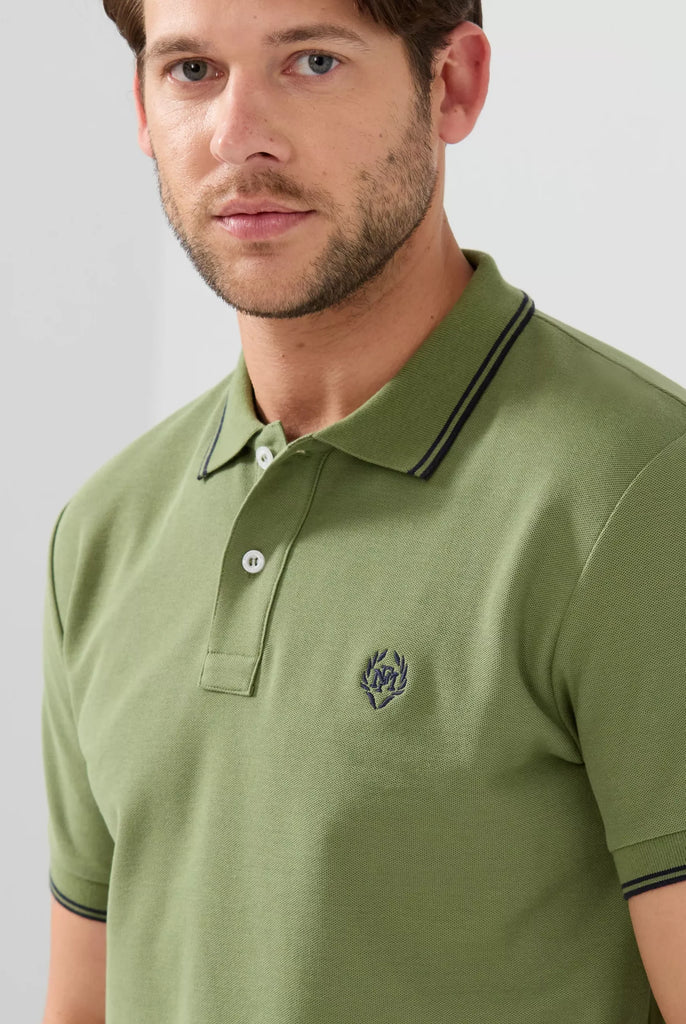 Nouvel: Polo Avec Contrasté Brodé Logo MF - Marco Frank