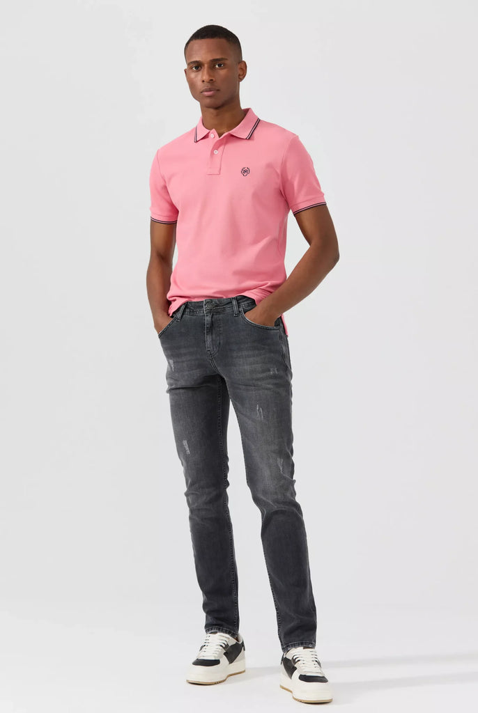 Nouvel: Polo Avec Contrasté Brodé Logo MF - Marco Frank