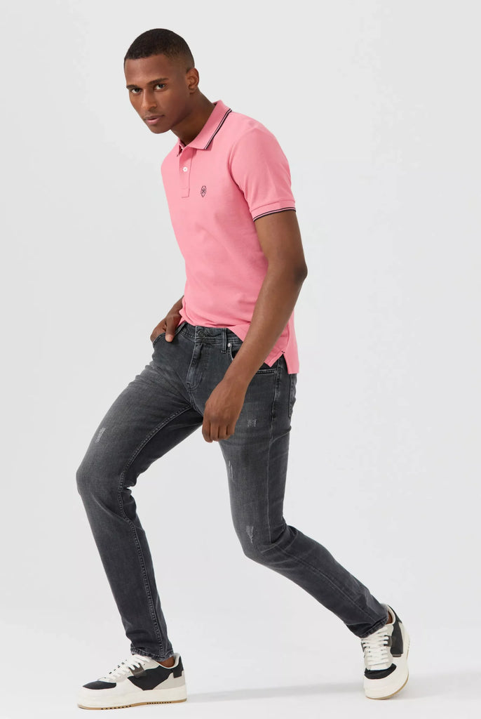 Nouvel: Polo Avec Contrasté Brodé Logo MF - Marco Frank