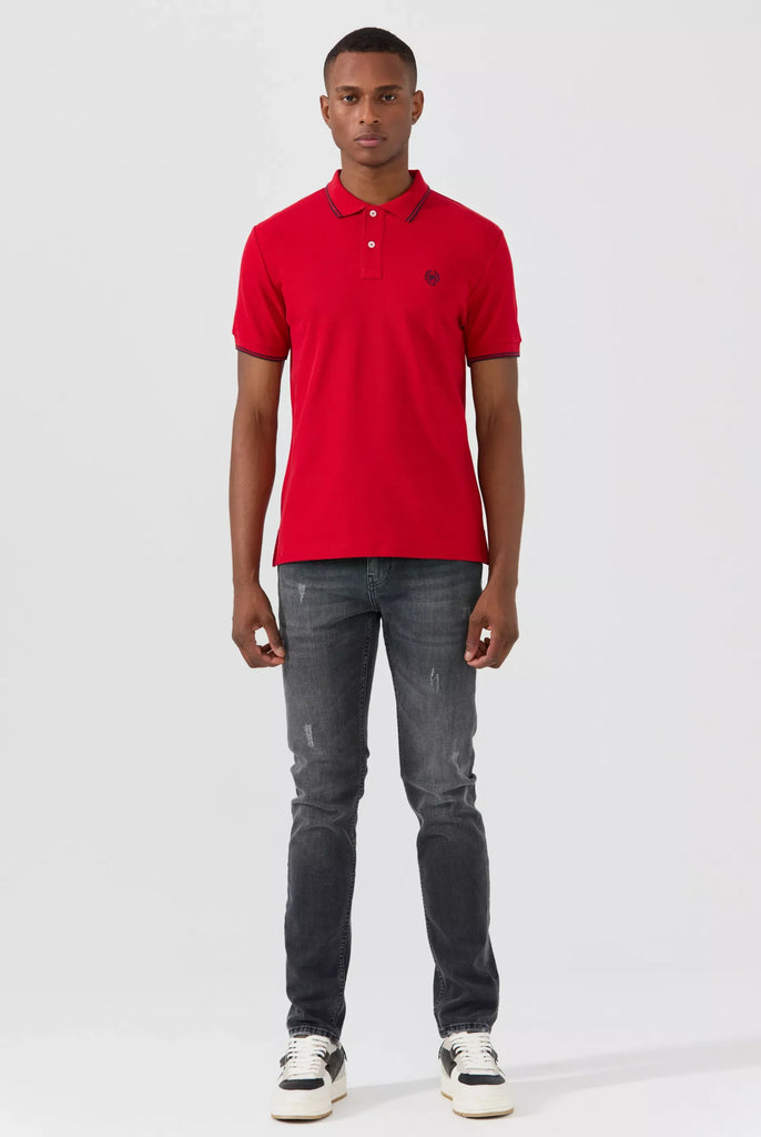 Nouvel: Polo Avec Contrasté Brodé Logo MF - Marco Frank