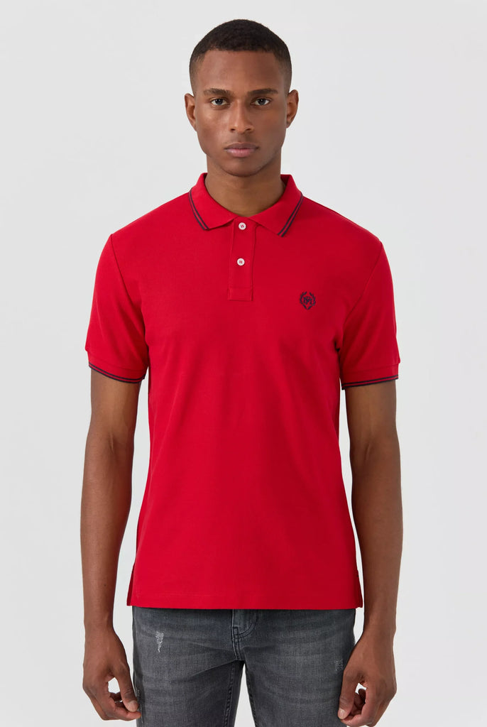 Nouvel: Polo Avec Contrasté Brodé Logo MF - Marco Frank