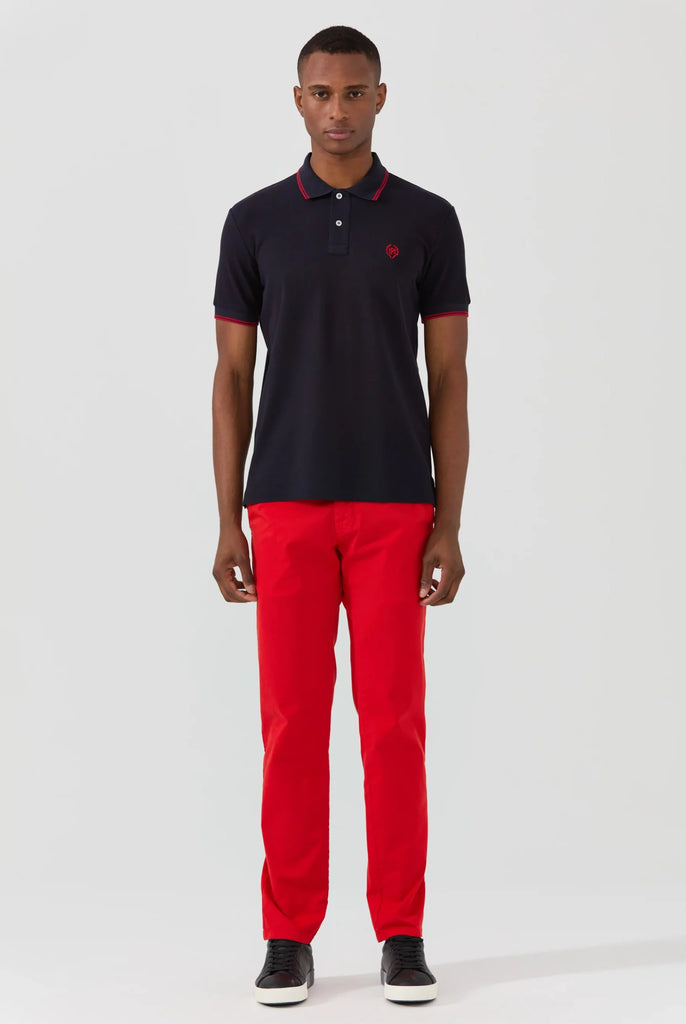 Nouvel: Polo Avec Contrasté Brodé Logo MF - Marco Frank