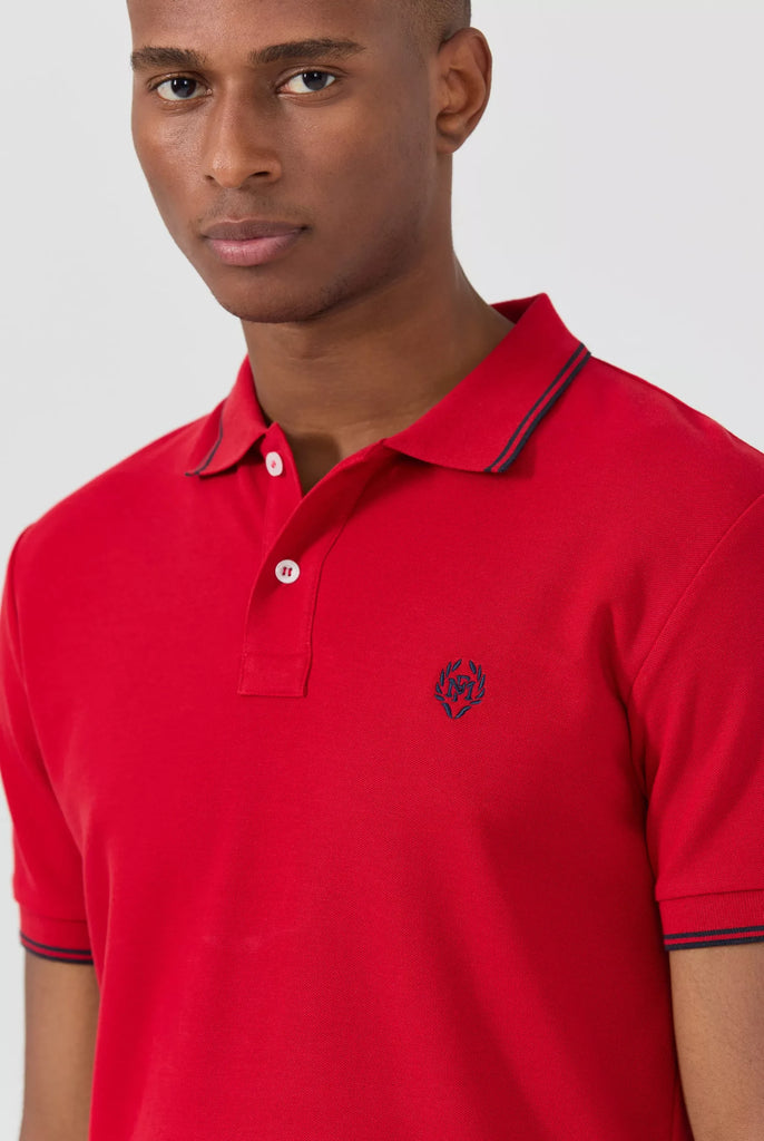 Nouvel: Polo Avec Contrasté Brodé Logo MF - Marco Frank