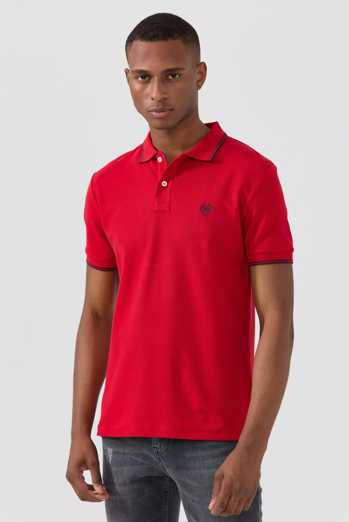 Nouvel: Polo Avec Contrasté Brodé Logo MF - Marco Frank