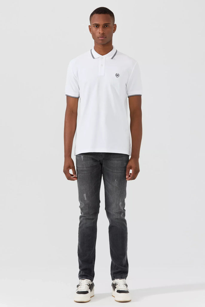 Nouvel: Polo Avec Contrasté Brodé Logo MF - Marco Frank