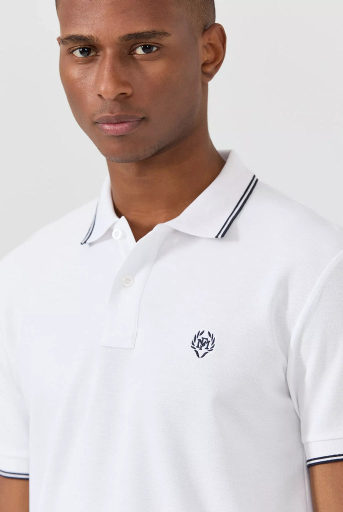 Nouvel: Polo Avec Contrasté Brodé Logo MF - Marco Frank