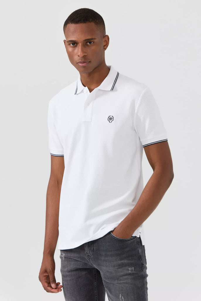 Nouvel: Polo Avec Contrasté Brodé Logo MF - Marco Frank