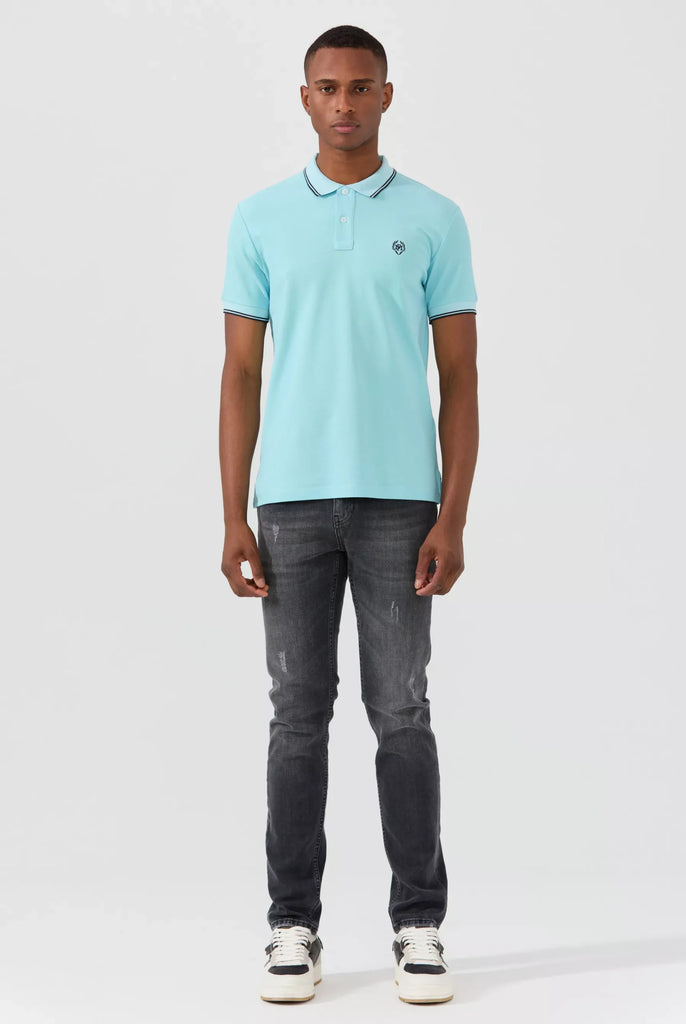 Nouvel: Polo Avec Contrasté Brodé Logo MF - Marco Frank