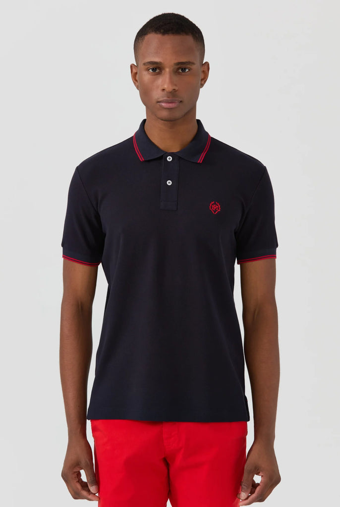 Nouvel: Polo Avec Contrasté Brodé Logo MF - Marco Frank