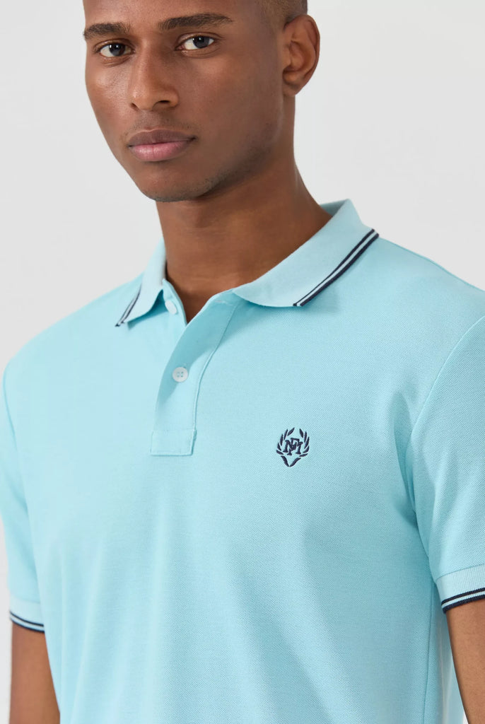 Nouvel: Polo Avec Contrasté Brodé Logo MF - Marco Frank