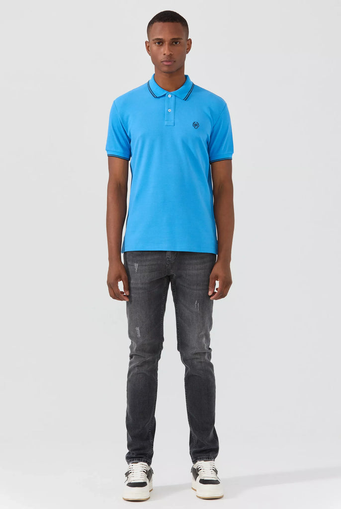 Nouvel: Polo Avec Contrasté Brodé Logo MF - Marco Frank