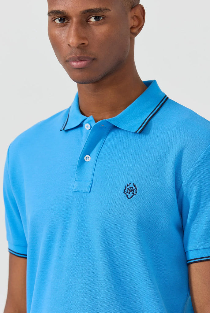 Nouvel: Polo Avec Contrasté Brodé Logo MF - Marco Frank