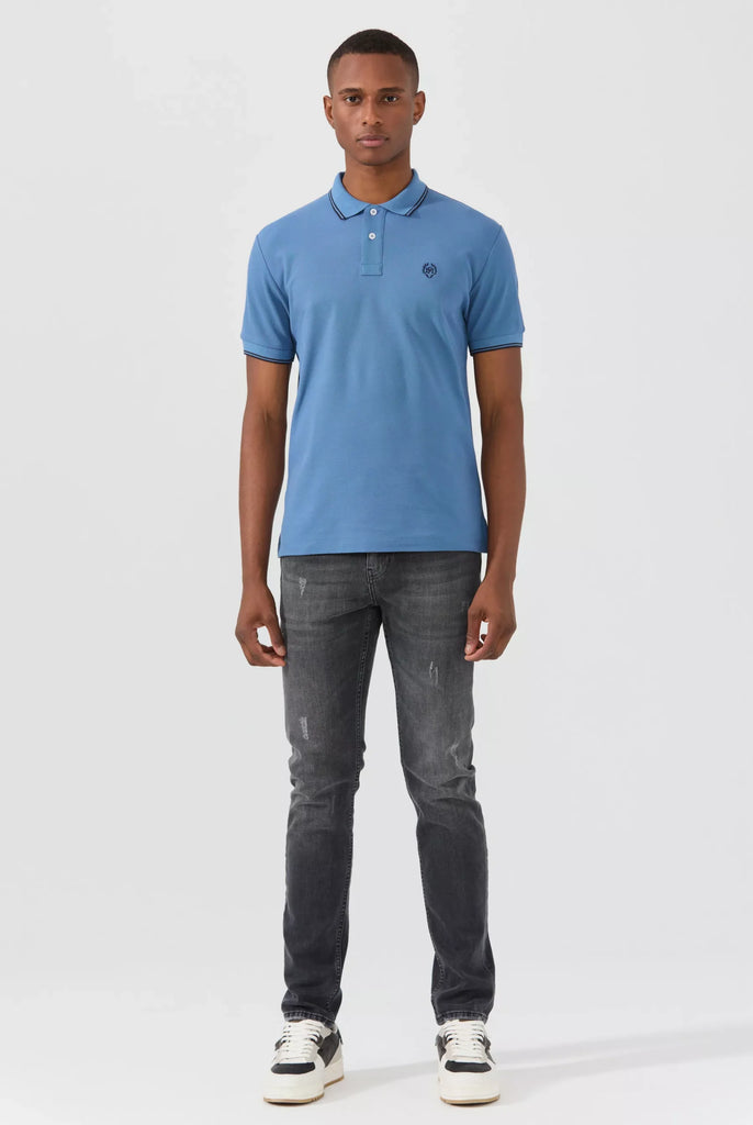 Nouvel: Polo Avec Contrasté Brodé Logo MF - Marco Frank