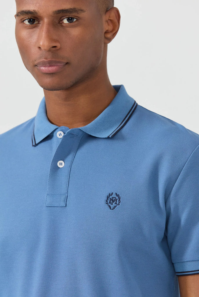 Nouvel: Polo Avec Contrasté Brodé Logo MF - Marco Frank