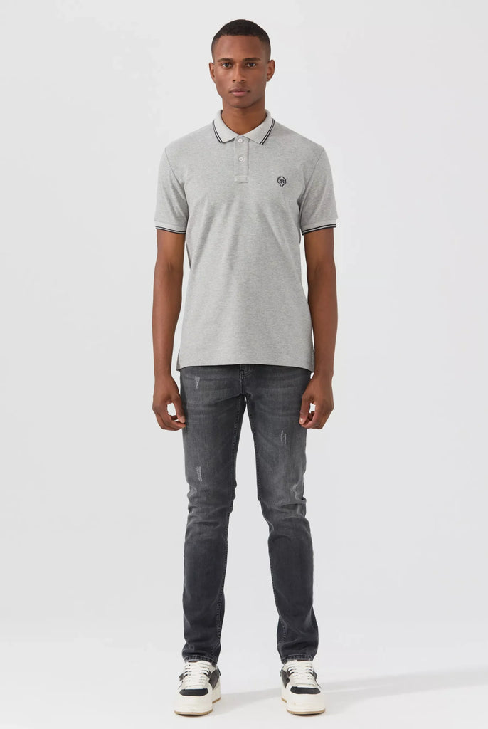 Nouvel: Polo Avec Contrasté Brodé Logo MF - Marco Frank