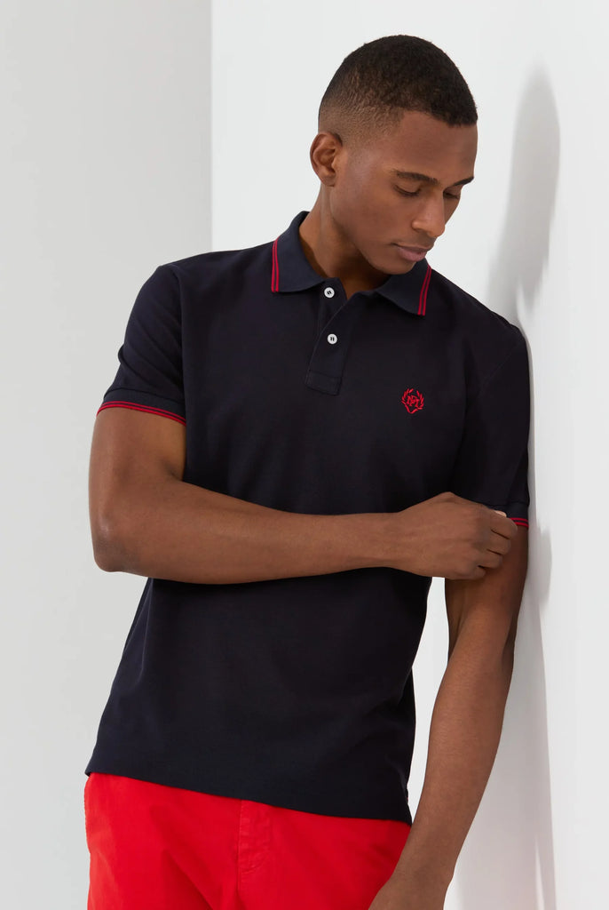 Nouvel: Polo Avec Contrasté Brodé Logo MF - Marco Frank