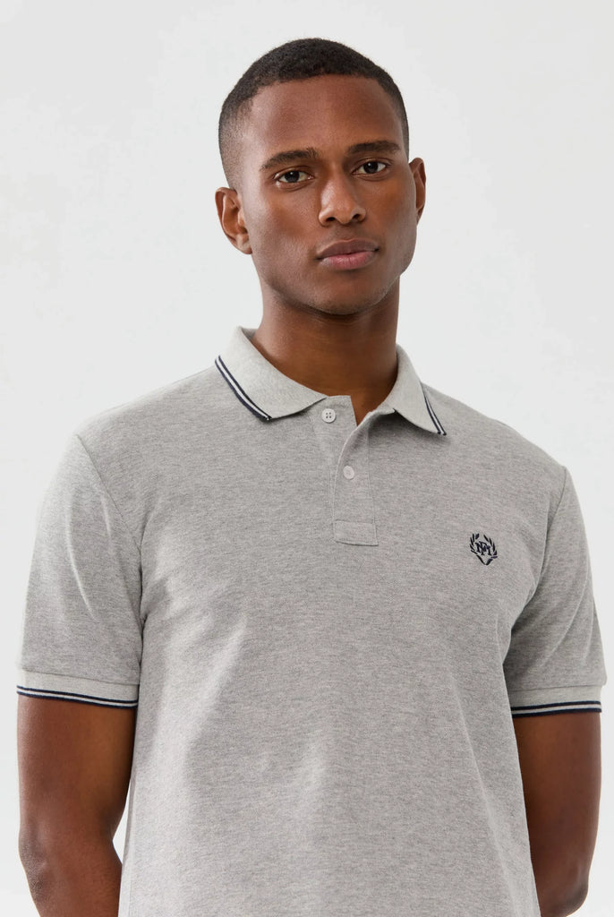 Nouvel: Polo Avec Contrasté Brodé Logo MF - Marco Frank