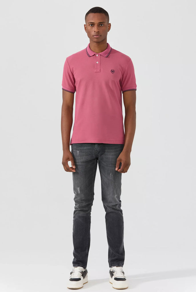 Nouvel: Polo Avec Contrasté Brodé Logo MF - Marco Frank