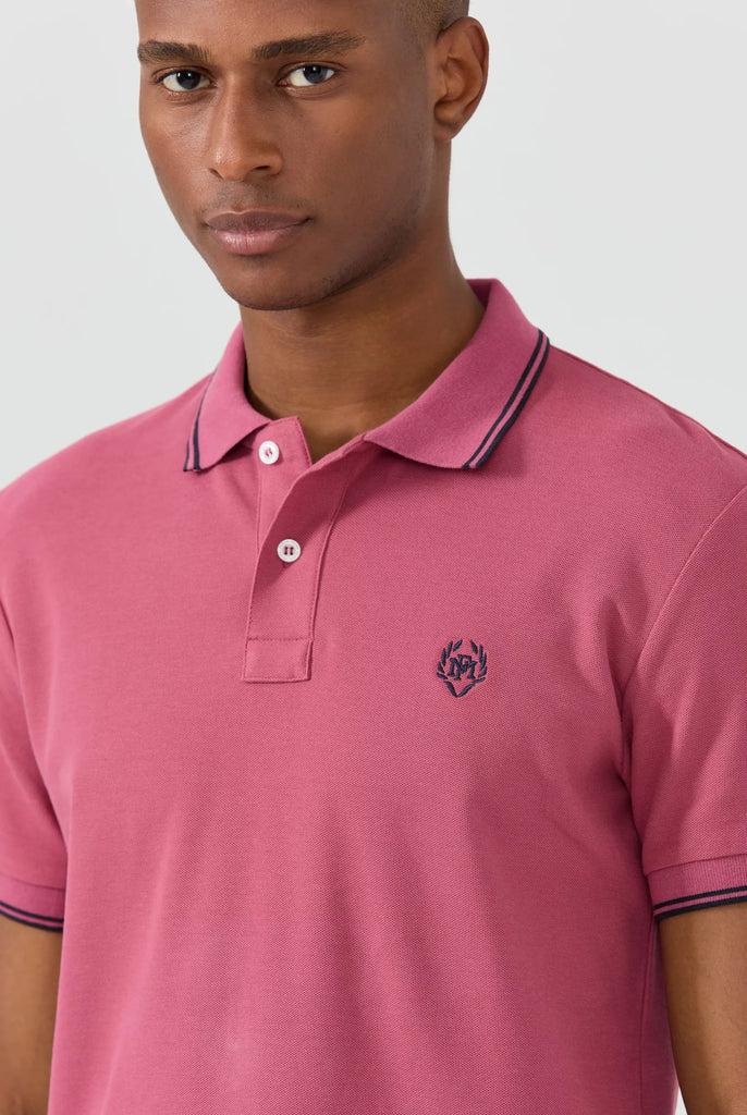 Nouvel: Polo Avec Contrasté Brodé Logo MF - Marco Frank