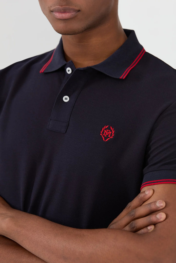 Nouvel: Polo Avec Contrasté Brodé Logo MF - Marco Frank