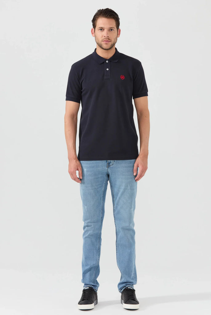 Pierre: Polo Avec Contrasté Brodé Logo MF - Marco Frank