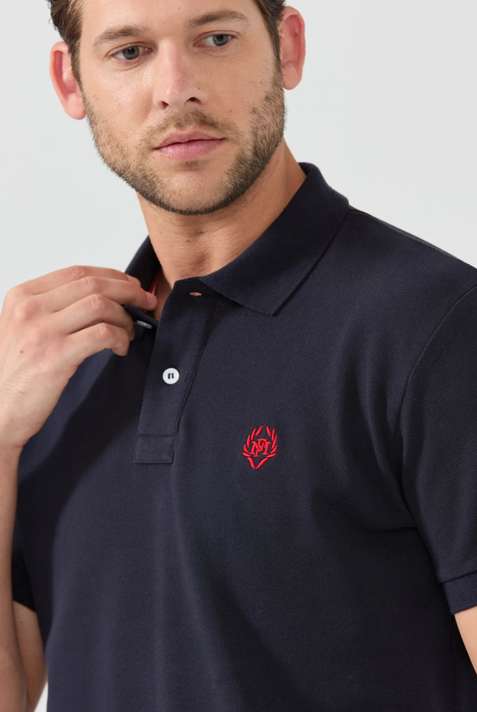Pierre: Polo Avec Contrasté Brodé Logo MF - Marco Frank